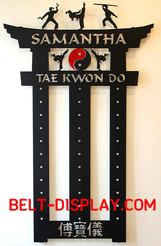 Female Taekwondo Belt Display - Personalized Martial Arts Belt Holders - Karate Belt Rack