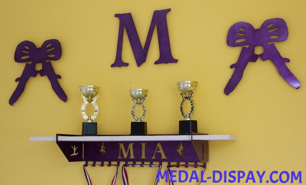 Dance Trophy Shelf and  Personalized Medals Display:  Medals Holder and Medals Hanger