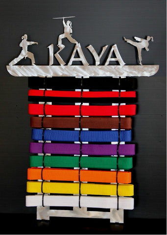 Personalized Martial Arts Belt Holder 10 -17 Level Display