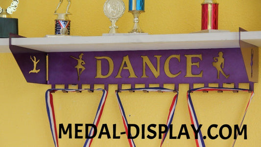 Dance Trophy Shelf and  Personalized Medals Display:  Medals Holder and Medals Hanger