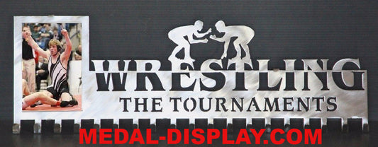 Wrestling Medal Display Rack with Hooks-MEDAL-DISPLAY.COM