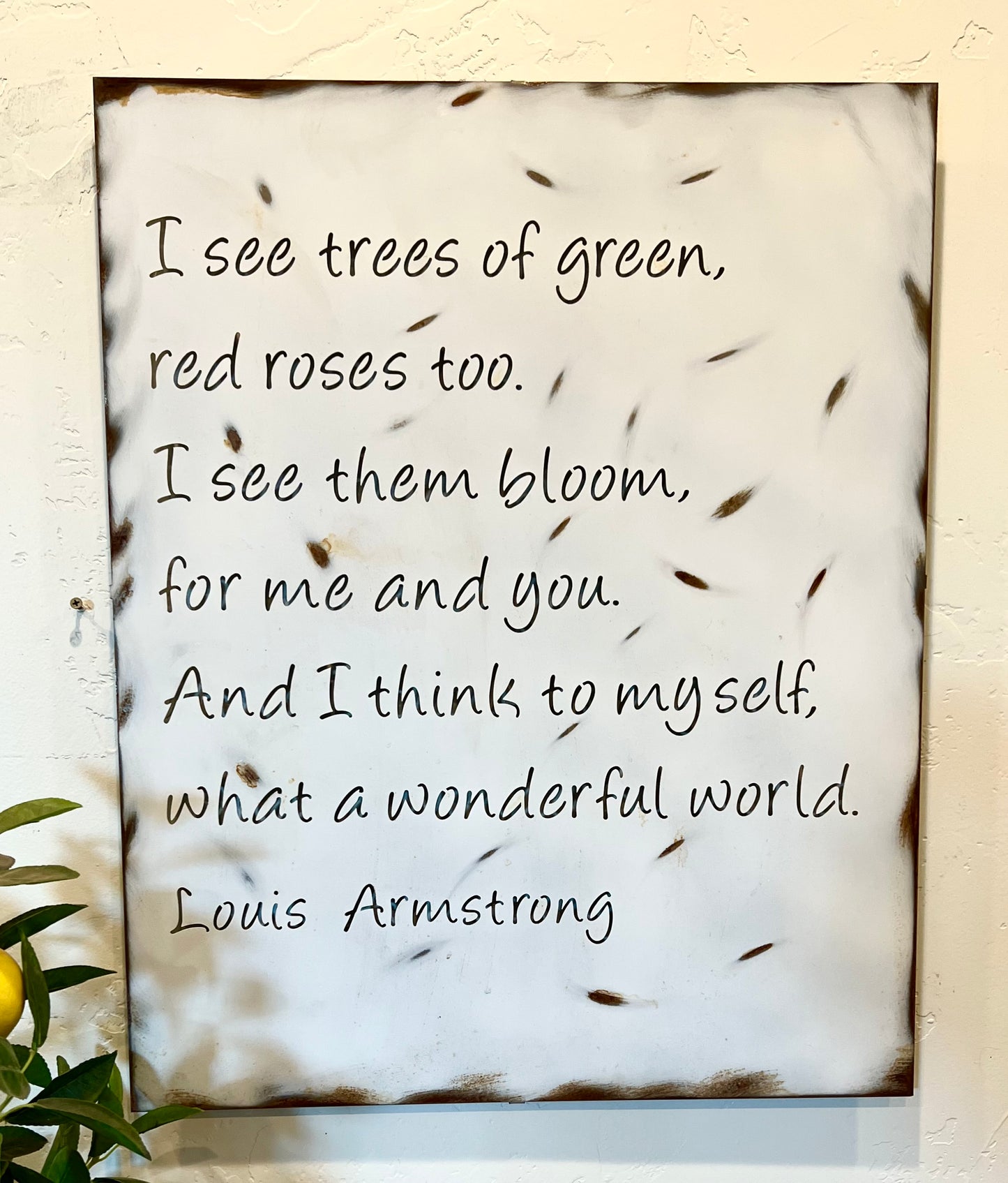 Louie Armstrong "Wonderful World" Song Lyrics Metal Wall Art | Custom Music Lyrics Wall Plaque | Home Decor