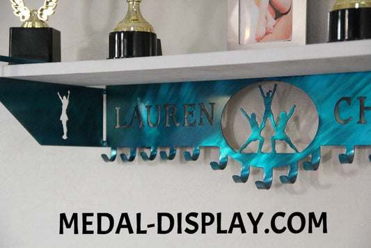 Competition Cheer Trophy Shelf and Cheer Medals Display: Cheerleading Medals Hanger