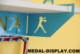 Multi Sport  Female Trophy Shelf and  Personalized Medals Display:  Medals Holder and Medals Hanger