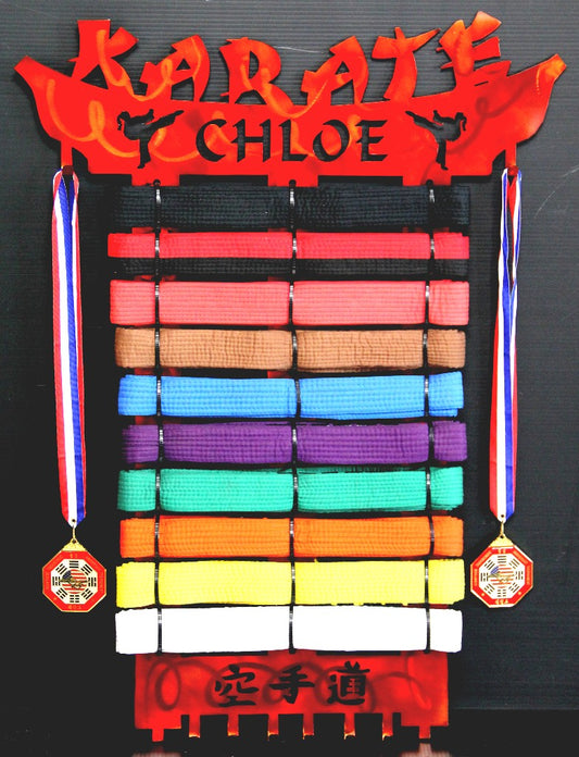 Personalized 12 level karate belt display, Order online, Best quality 