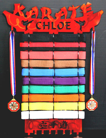 Personalized 12 level karate belt display, Order online, Best quality 