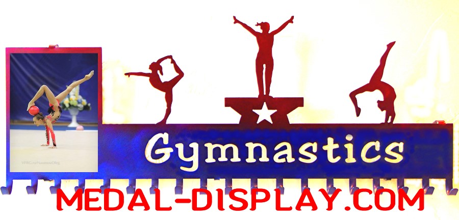Gymnastics Medal Holder, Personalized with Custom Color and picture Frame