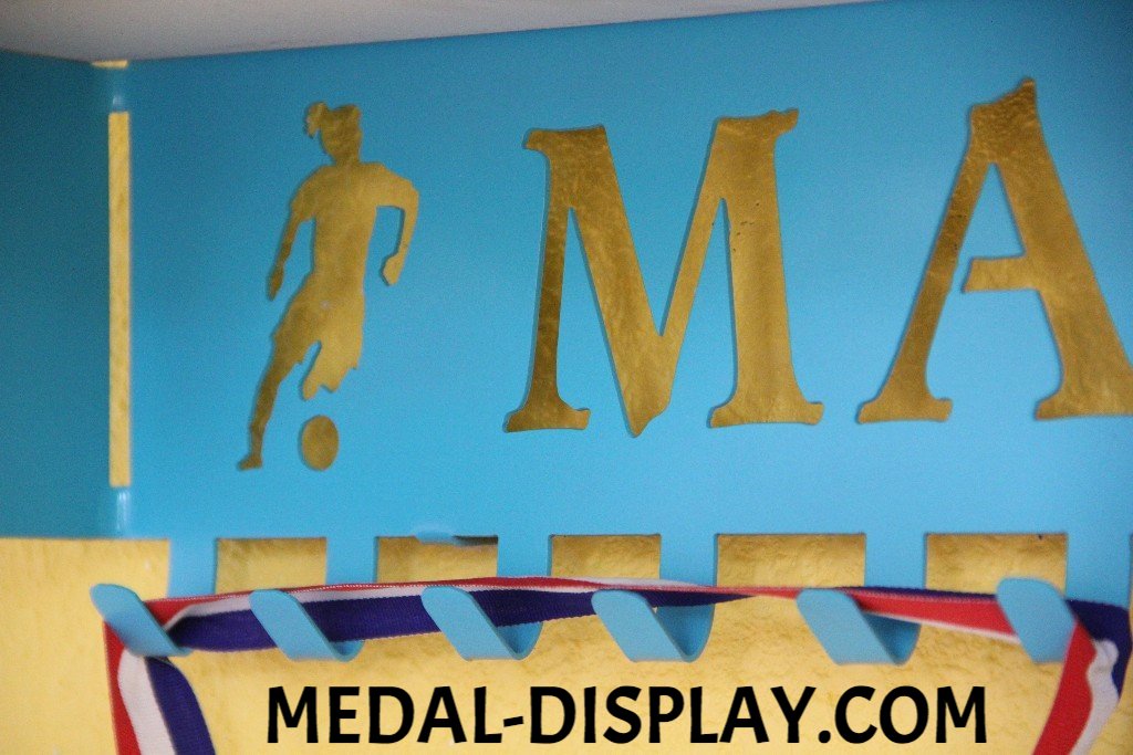 Multi Sport Trophy Shelf and  Personalized Medals Display:  Medals Holder | Add up to Four Sports