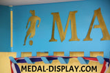 Multi Sport  Female Trophy Shelf and  Personalized Medals Display:  Medals Holder and Medals Hanger