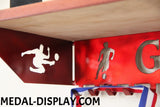 Soccer Trophy Shelf and  Personalized Medals Display:  Medals Holder and Medals Hanger
