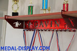 Soccer Trophy Shelf and  Personalized Medals Display:  Medals Holder and Medals Hanger