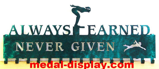 Swimming Medal Holder: Always Earned Never Given  Awards Hanger | medal-display.com