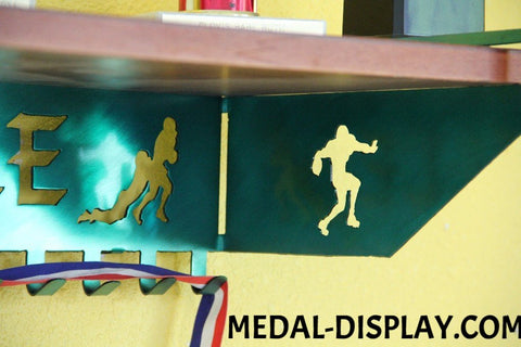 Football Trophy Shelf and  Personalized Medals Display:  Medals Holder and Medals Hanger