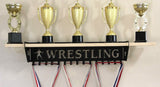 Personalized Wrestling Trophy Shelf and  Personalized Medals Display:  Medals Holder and Medals Hanger