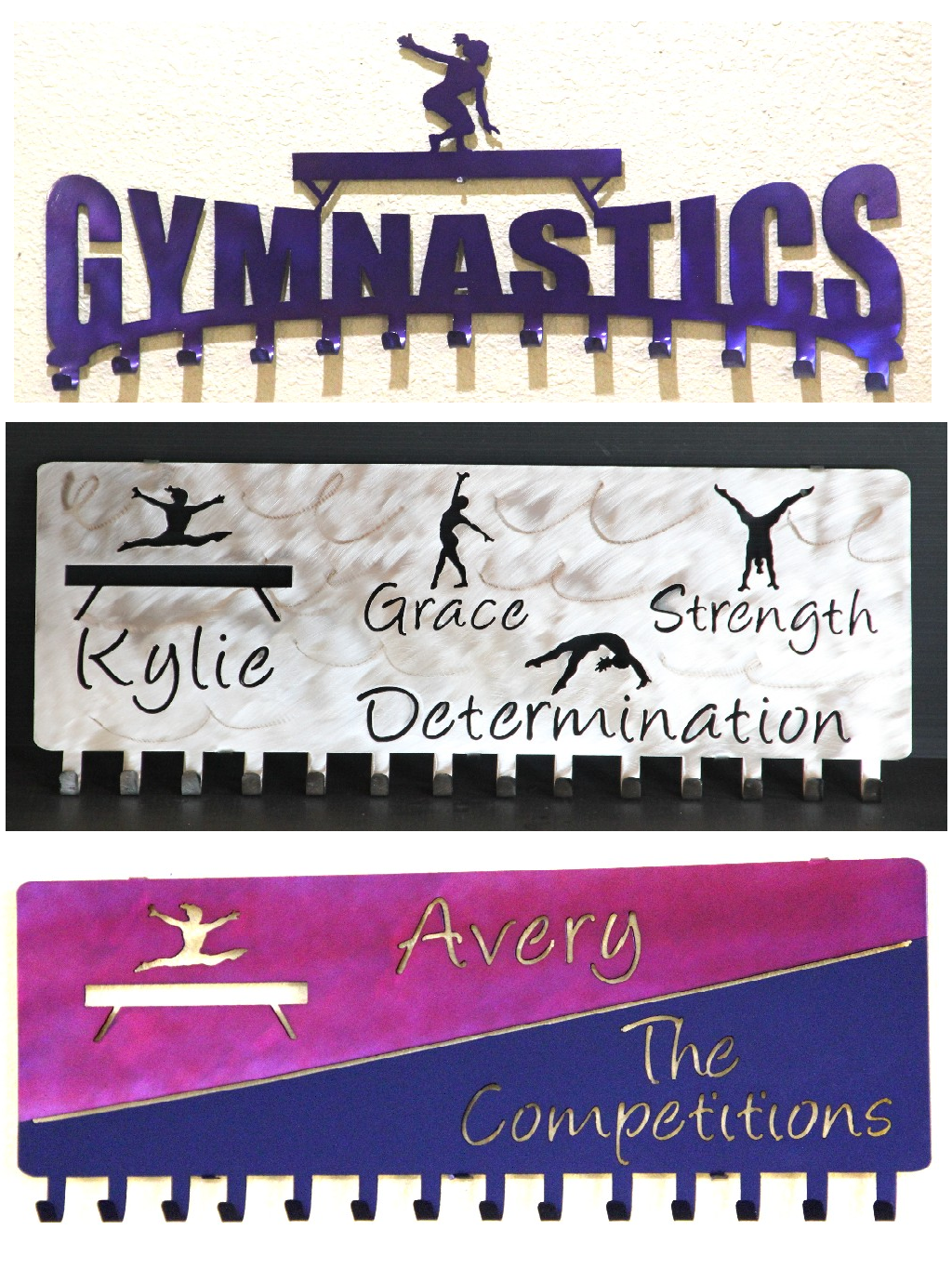 Gymnastics Medal Holder: Personalized Medals Hangers: Gymnastics Medal and Ribbons Display