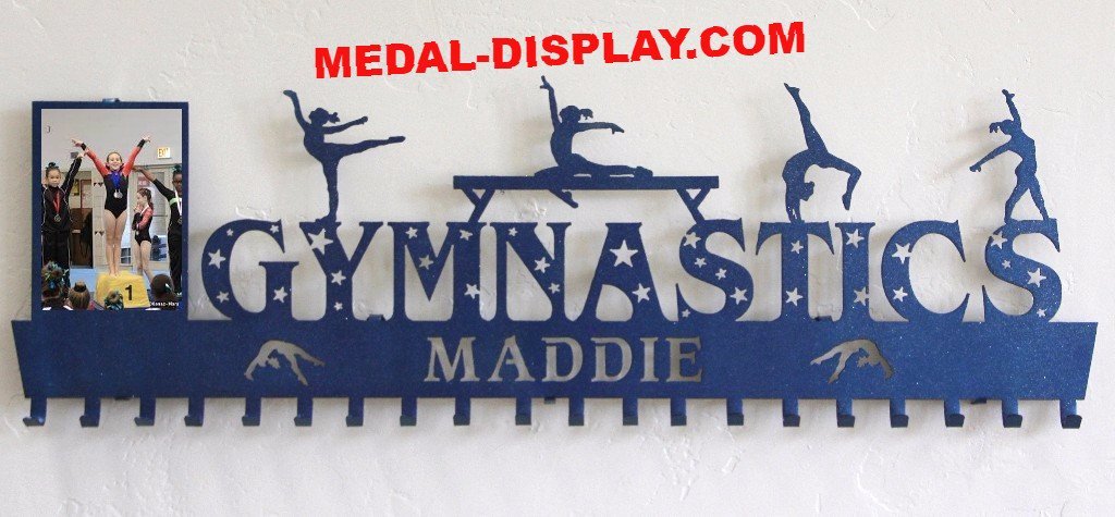 Impressive Gymnastics Medals holder personalized with a name
