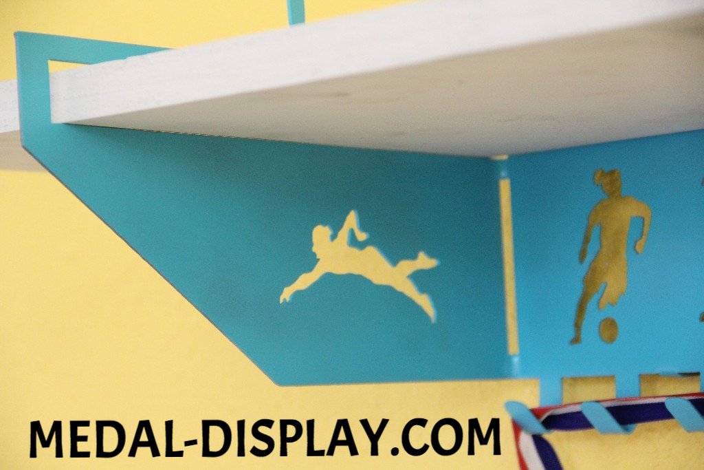 Multi Sport Trophy Shelf and  Personalized Medals Display:  Medals Holder | Add up to Four Sports