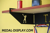 Multi Sport  Female Trophy Shelf and  Personalized Medals Display:  Medals Holder and Medals Hanger