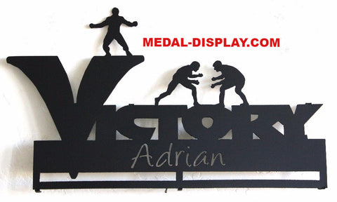 Wrestling  Medals Holder and Display Rack: Personalized Medal and Ribbons Display