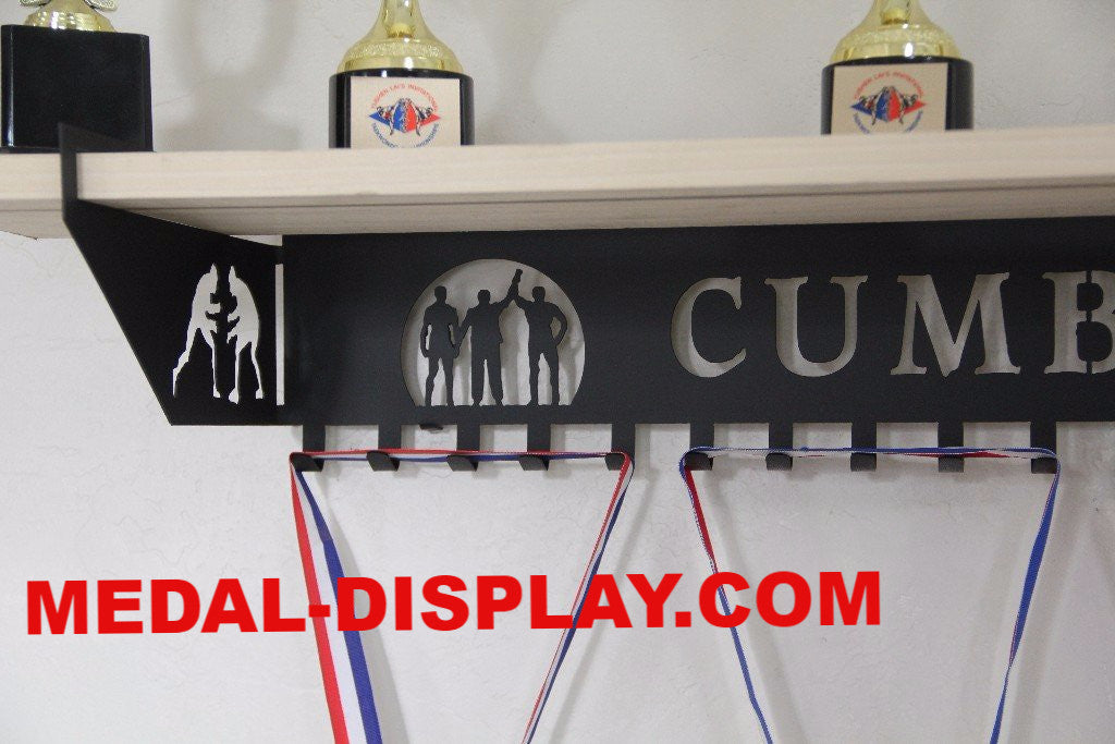 Personalized  Wrestling Trophy Shelf and  Personalized Medals Display:  Medals Holder